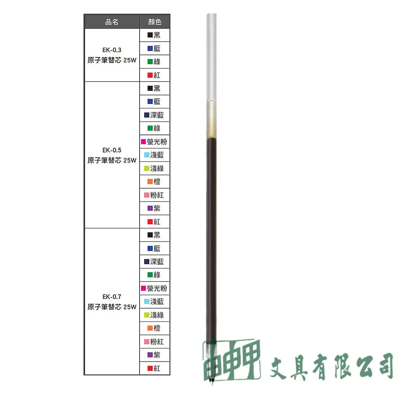 ZEBRA  EK-0.3 原子筆替芯 25W