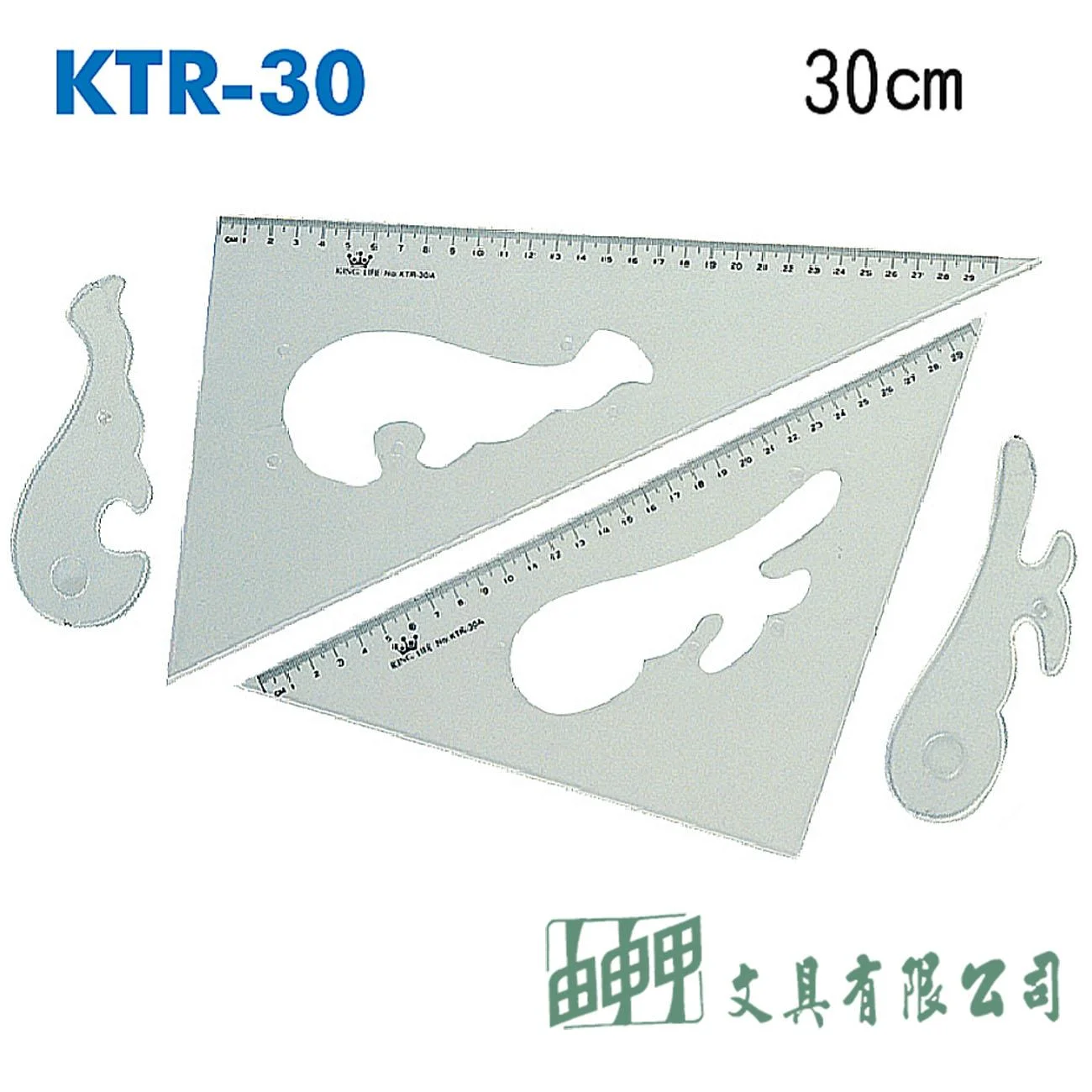 徠福 KTR-30 塑膠三角板-30CM (附小片雲型板*2)