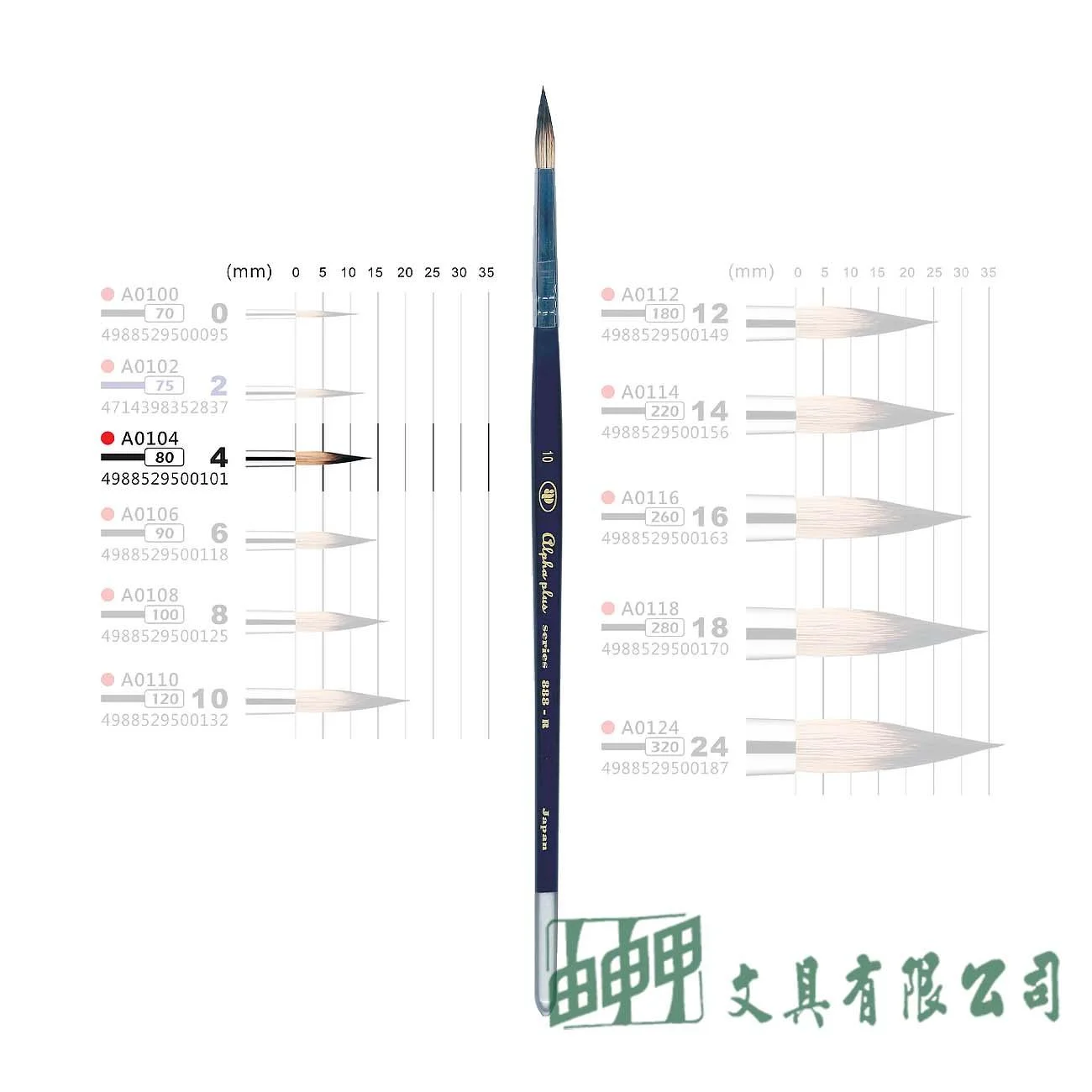 普思 A0104 AP.半貂水彩筆 圓頭-4號