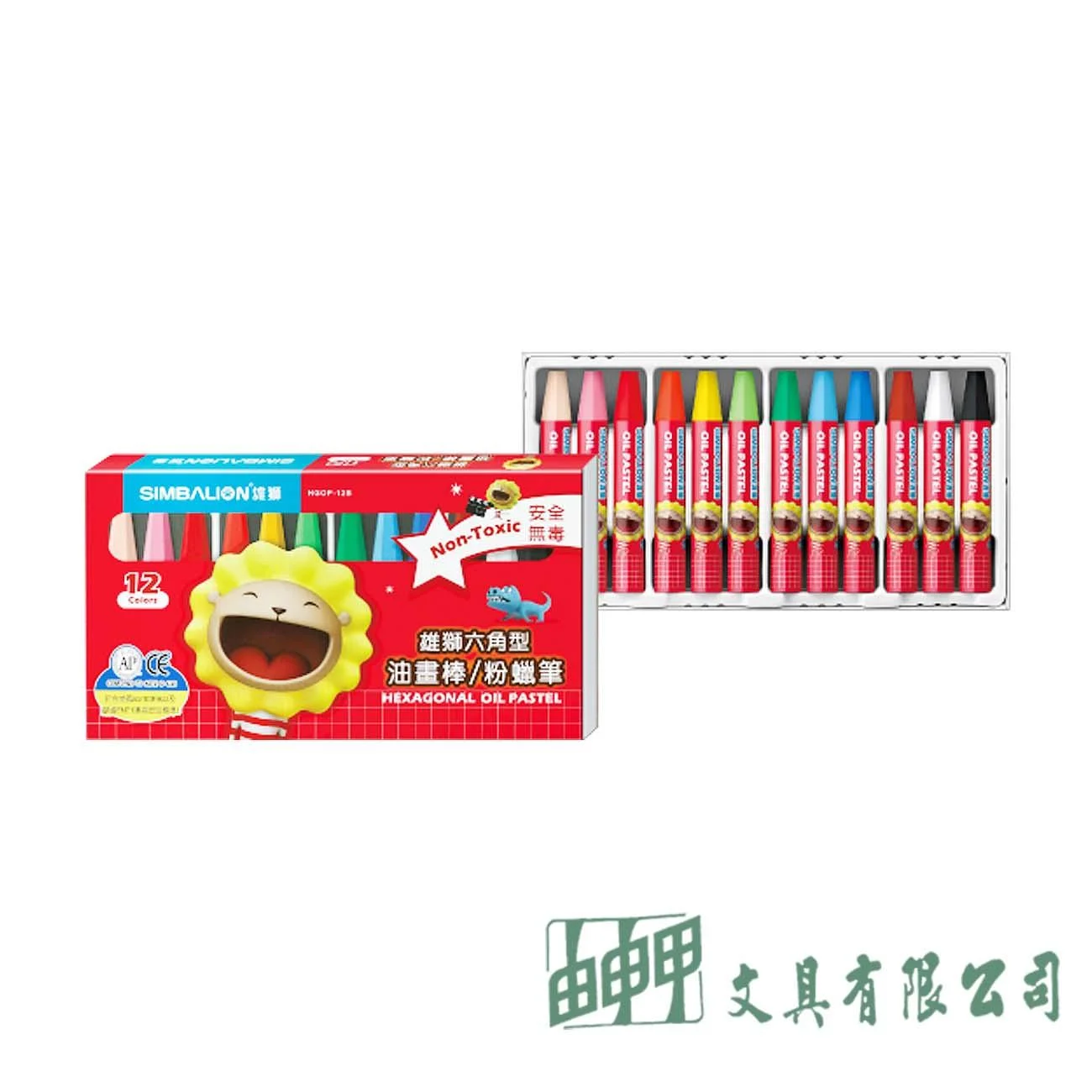 雄獅 HGOP-12 中六角粉蠟筆12色