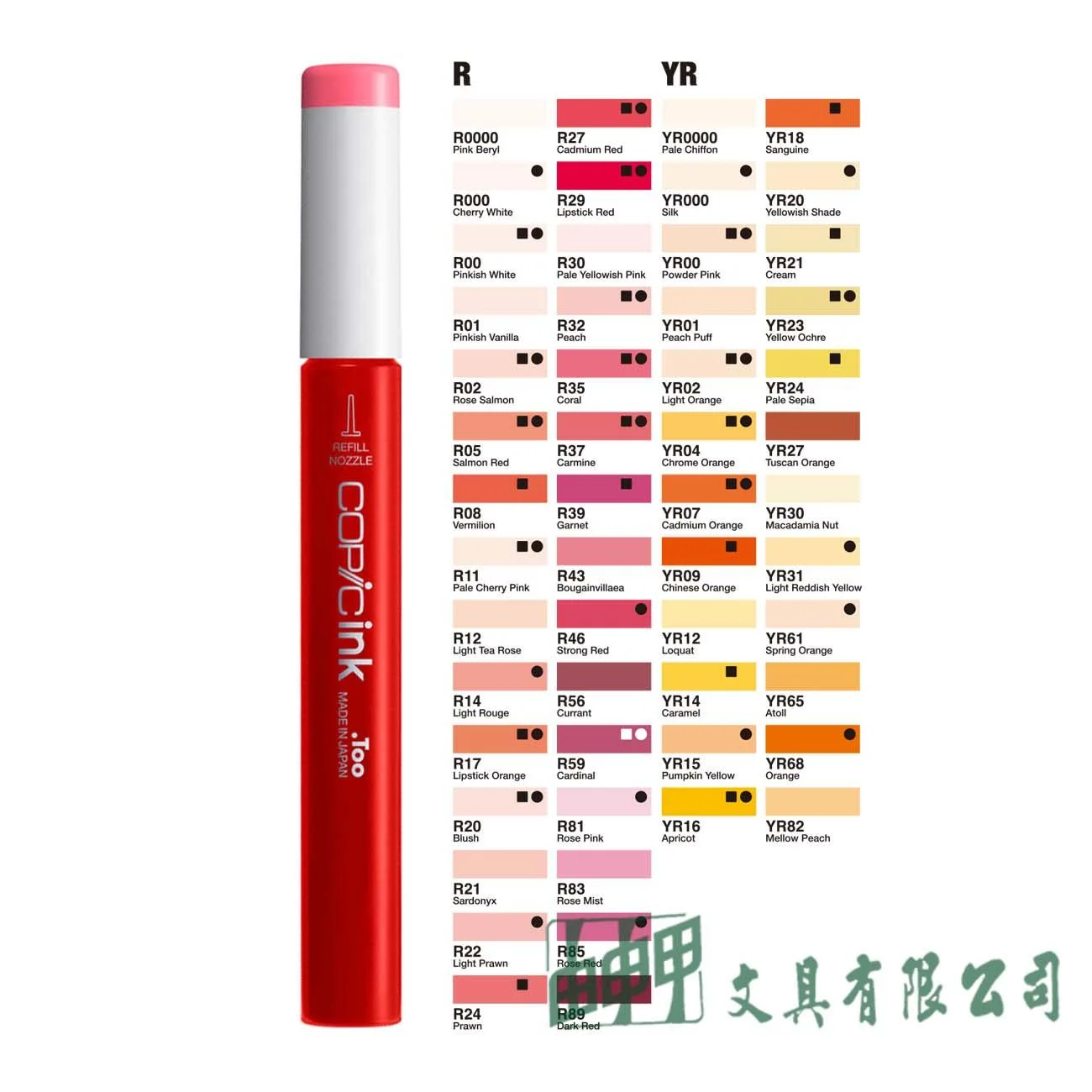 COPIC 日本原裝COPIC麥克筆補充墨水/R-YR系列