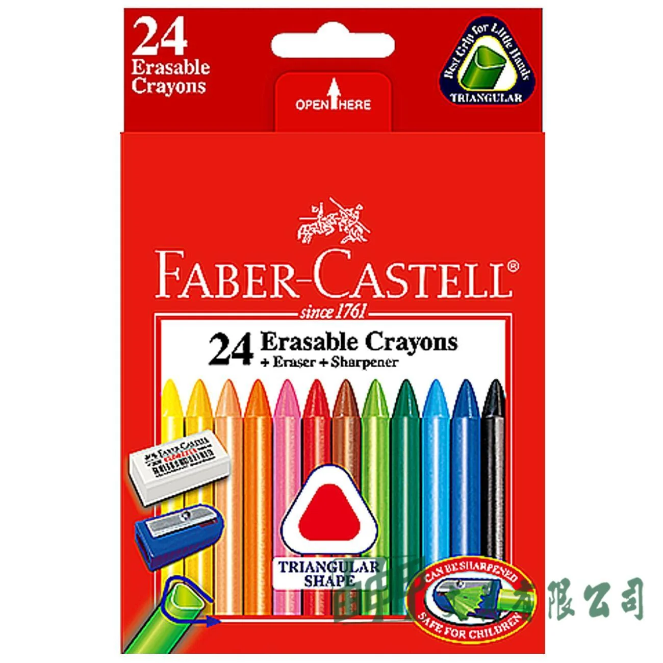FABER-CASTELL輝柏 122624 三角擦擦蠟筆24色